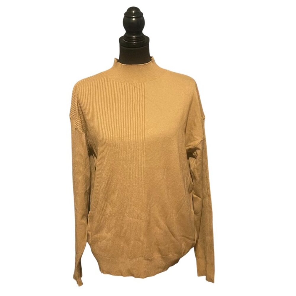 Mock Neck Ribbed Sweater
